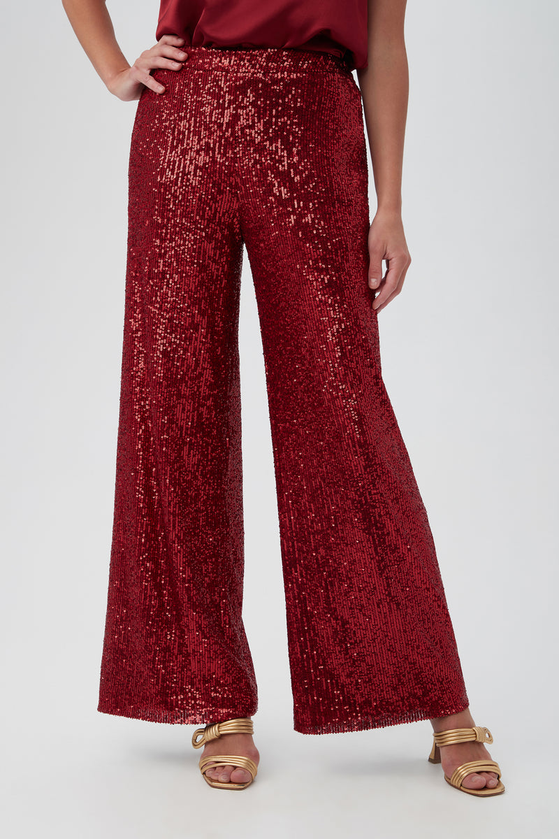 Stunning Red Sequin Pants - All Bottoms | Red Dress