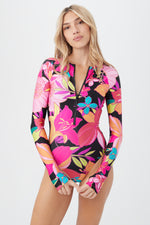 WOMEN'S SOLAR FLORAL LONG SLEEVE ZIP UP ONE PIECE PADDLE SUIT in MULTI additional image 5