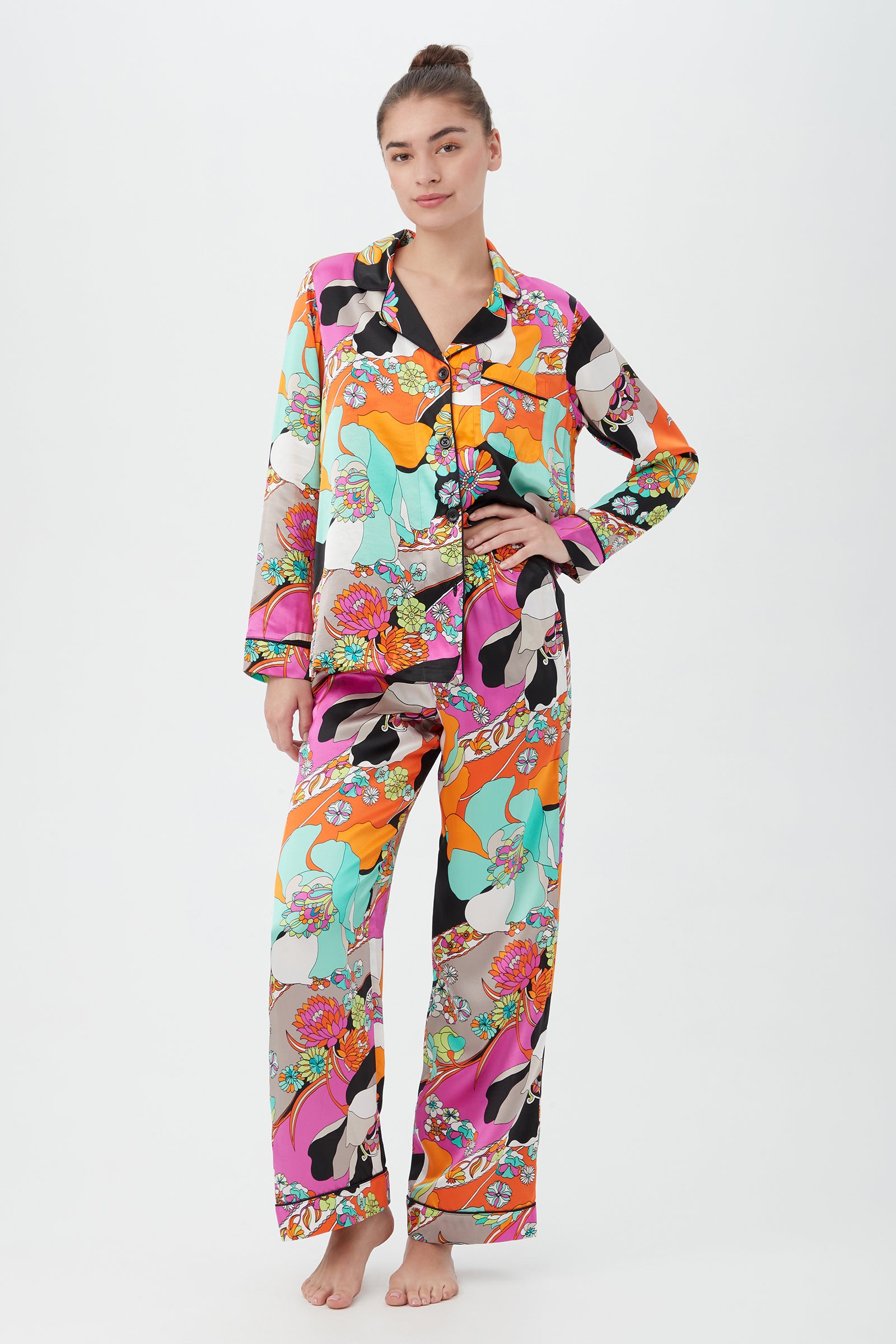 Skipper Swirl Women's Long Sleeve Long Pant Silk PJ Set