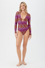 WOMEN'S ECHO LONG SLEEVE RING FRONT ONE PIECE PADDLE SUIT in MULTI additional image 2