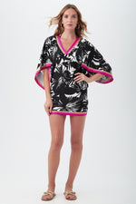 WOMEN'S LENNOX V-NECK TUNIC SWIM COVER-UP DRESS in BLACK/VANILLA additional image 3