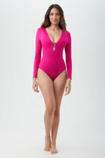 WOMEN'S MONACO LONG SLEEVE RING FRONT ONE PIECE PADDLE SUIT in SANGRIA additional image 10