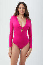 WOMEN'S MONACO LONG SLEEVE RING FRONT ONE PIECE PADDLE SUIT in SANGRIA additional image 8