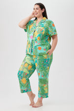 Going Bananas Women's Short Sleeve Cropped Pant Poplin PJ Set in MULTI additional image 4