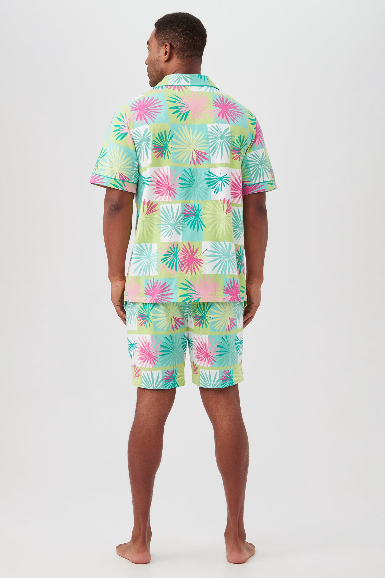 Tropical Tile Men's Short Sleeve Boxer Short Jersey PJ Set