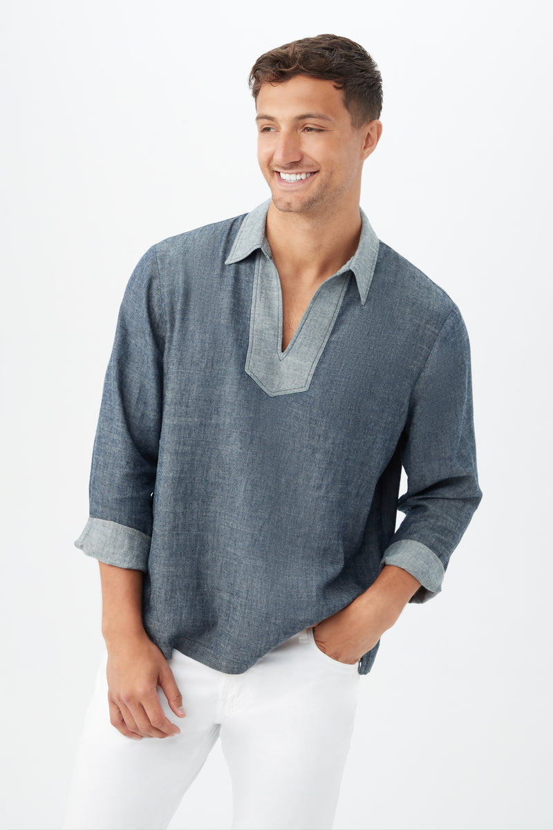 HOLMES LONG SLEEVE PULLOVER in INDIGO additional image 1