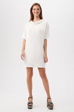 HONEYSUCKLE SHORT DOLMAN SLEEVE SHIFT DRESS in WINTER WHITE additional image 3