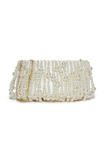 LELE SADOUGHI WILLOW BEADED PEARL SATIN CLUTCH in IVORY