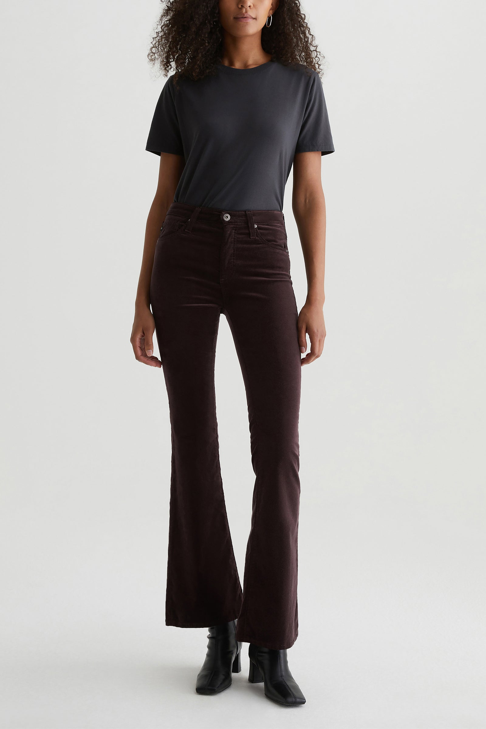 AG Farrah Burgundy Velvet Bootcut Jeans