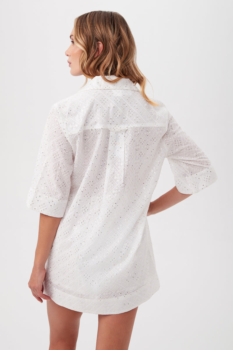 Mazarine Sequin Tunic Beach Cover-Up Shirt With Pockets in Mazarine Sequin Tunic Beach Cover-Up Shirt With Pockets additional image 3