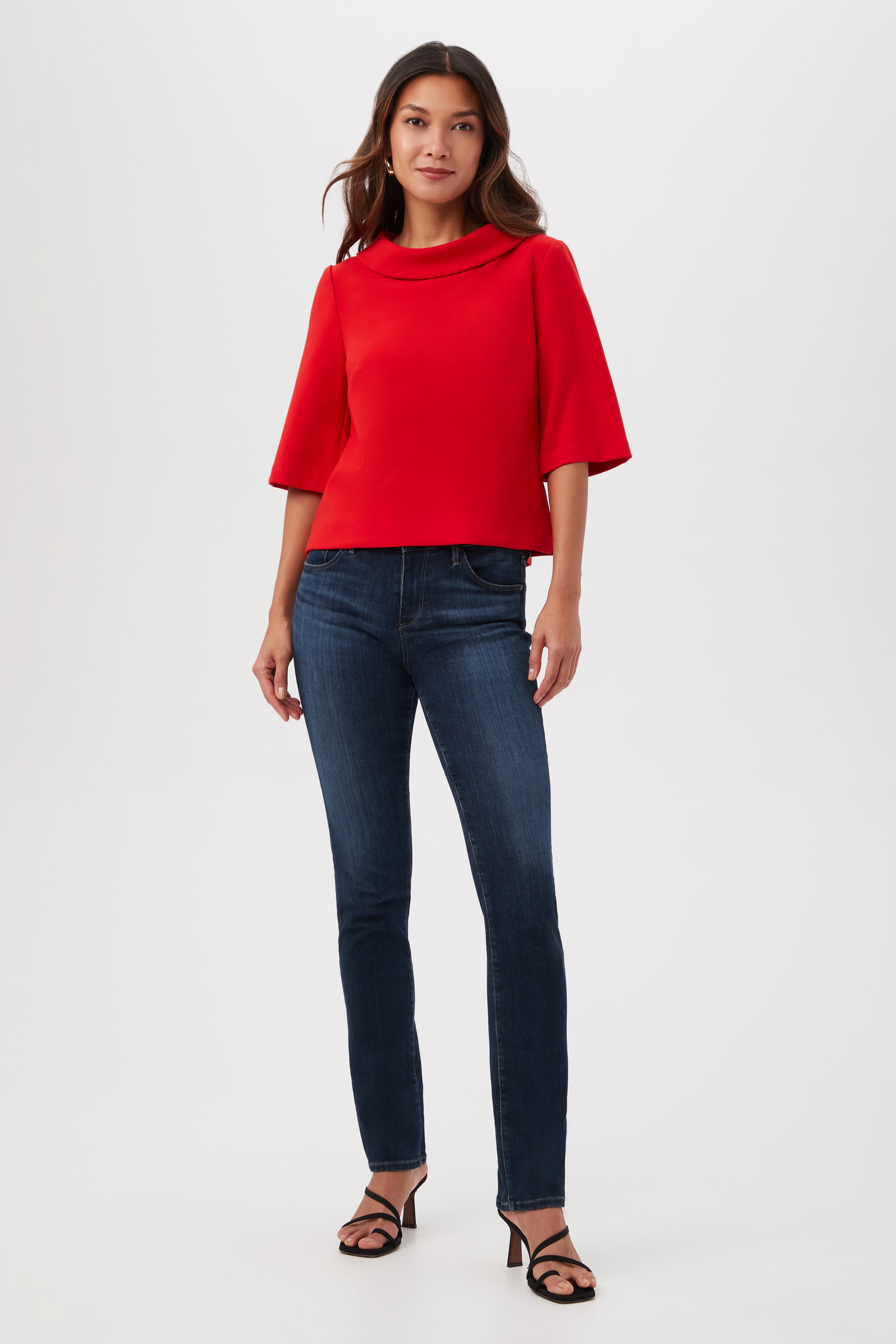 Kailee Short-Sleeve Folded Collar Top