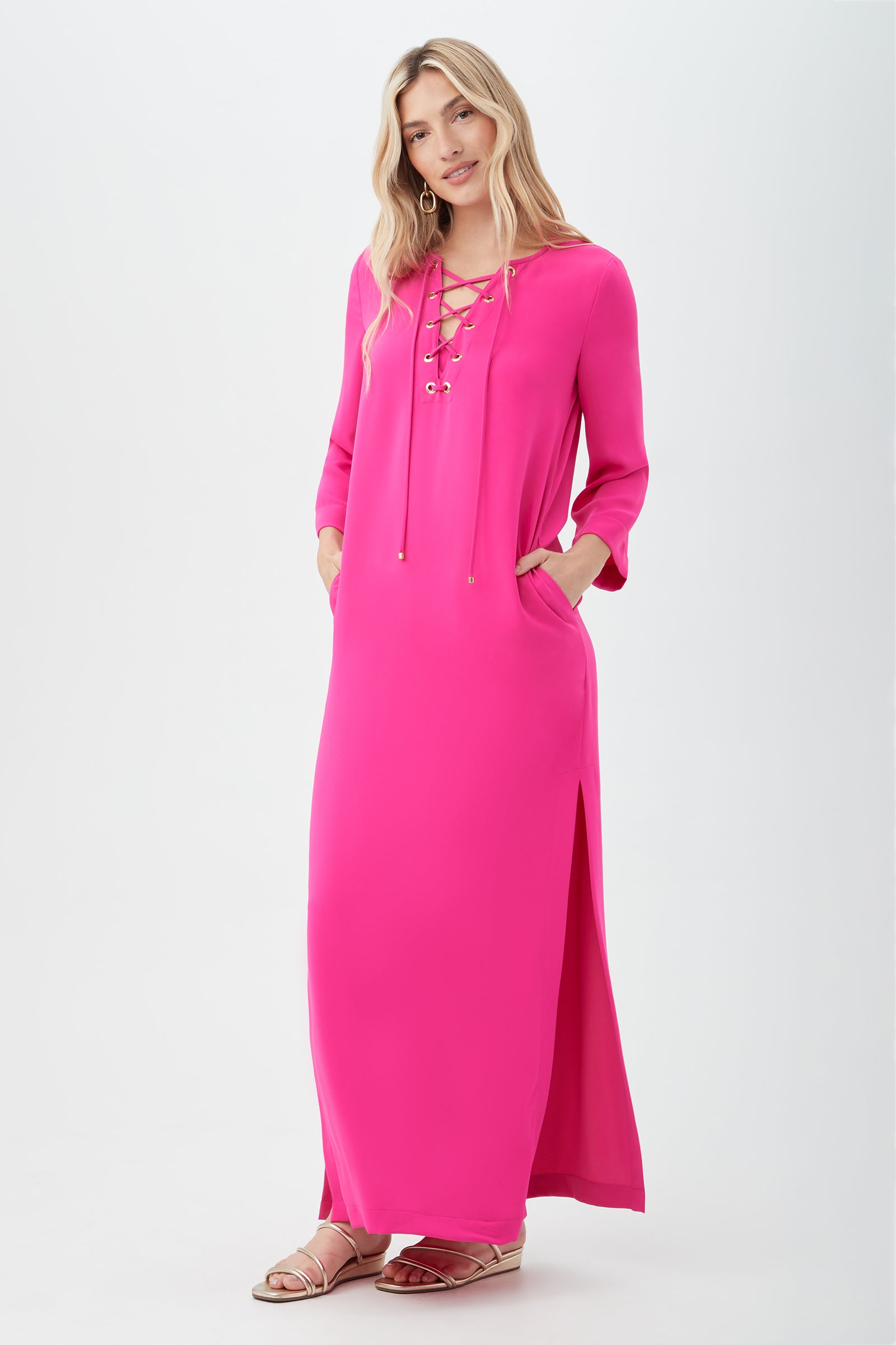 Catamaran 3/4-Sleeve Maxi Dress