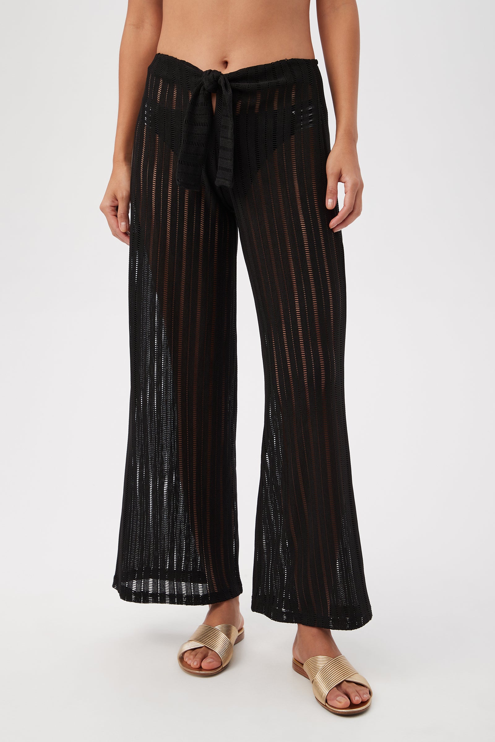 Skyhigh Mesh Tie-Front Beach Pant Cover-Up