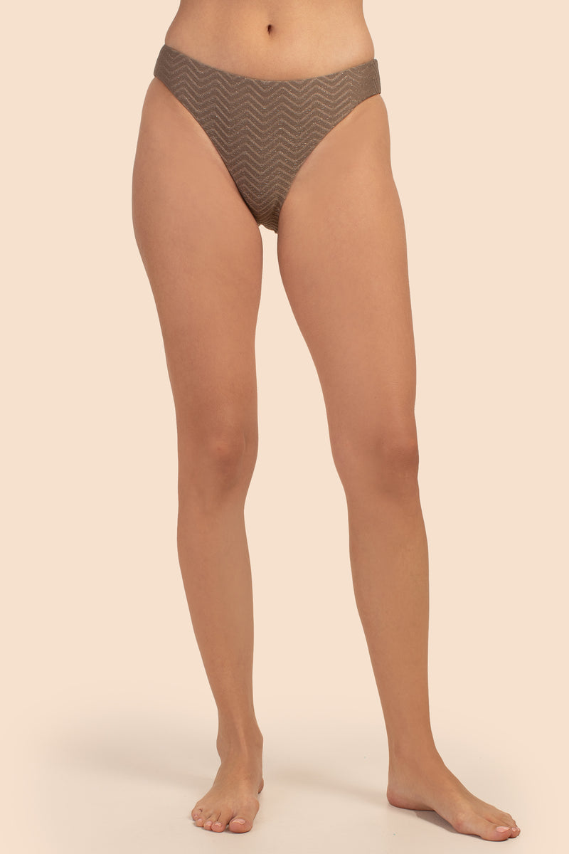 WOMEN'S EMPIRE LOW RISE FRENCH CUT SWIM BOTTOM in SAND STONE NEUTRAL