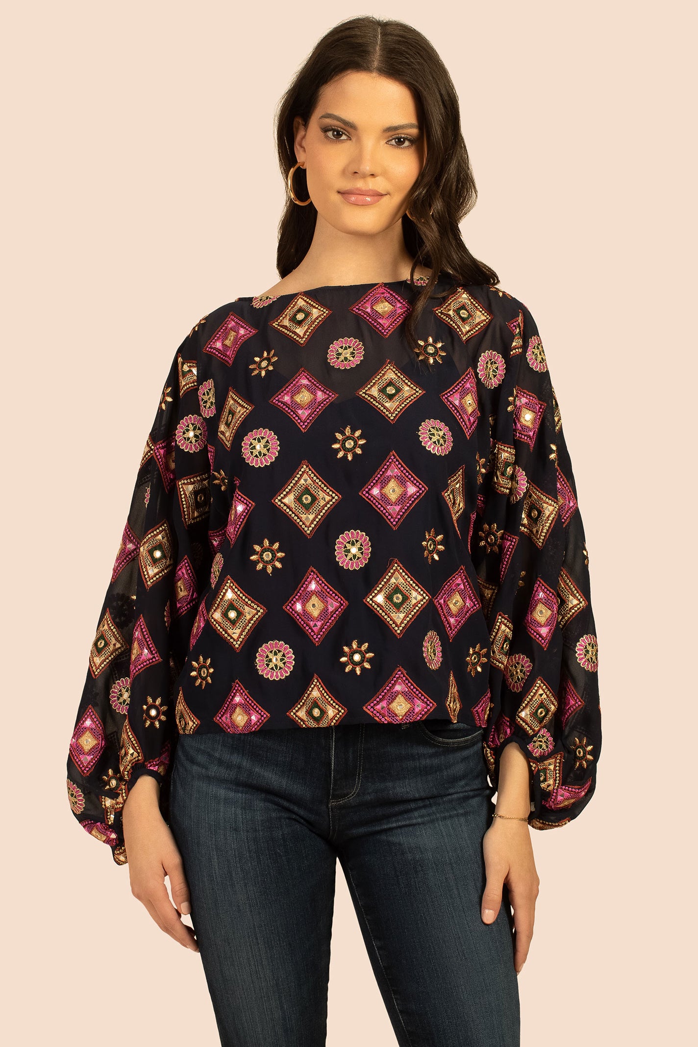 Women's Tops | Ursa Printed Long-Sleeve Top | Trina Turk