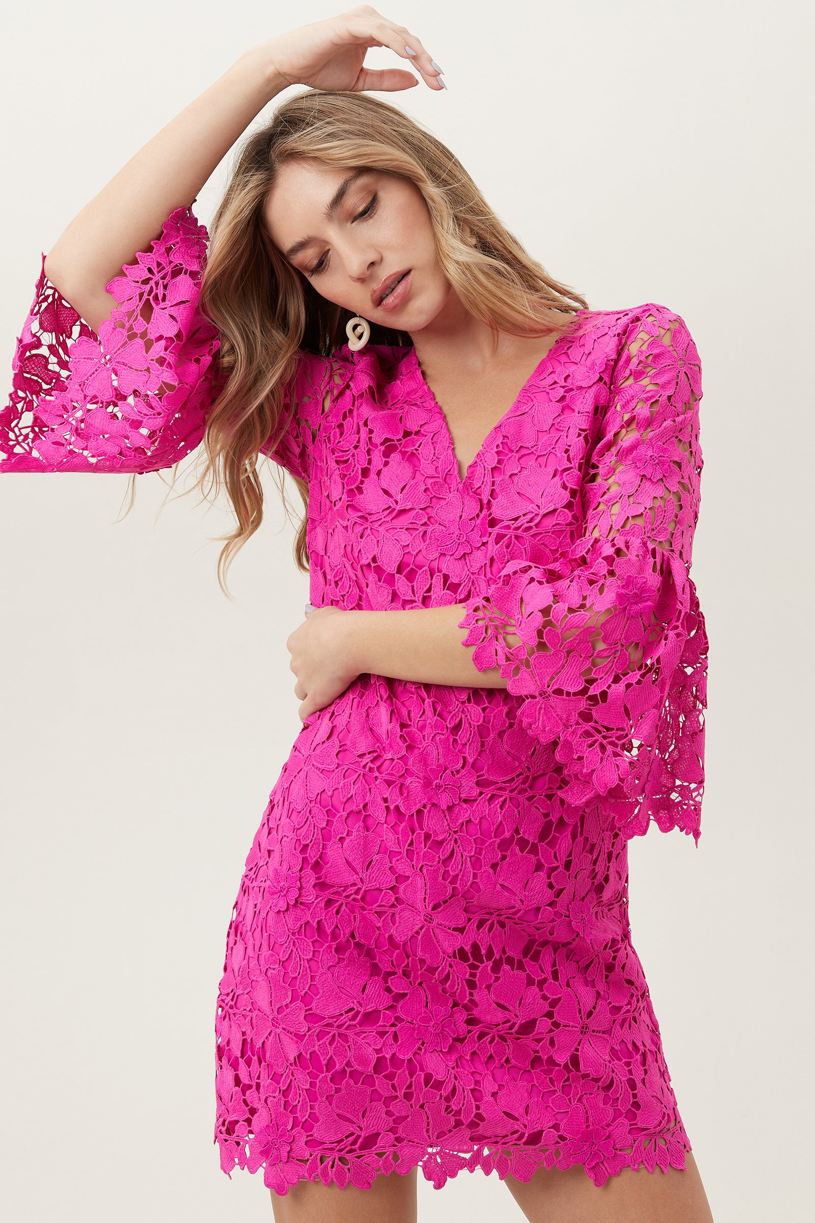 Pink Lace Maxi Dress – self-portrait-US
