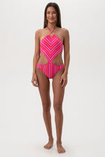 WOMEN'S MARAI RING HALTER CUTOUT ONE PIECE SWIMSUIT in MULTI additional image 3