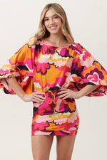 WOMEN'S FAN FAIRE BOATNECK TUNIC SWIM COVER-UP DRESS in MULTI additional image 3