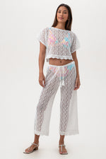 WOMEN'S WHIM SHEER CROCHET SWIM COVER-UP CROPPED PANT in WHITE additional image 13