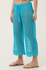 WOMEN'S WHIM SHEER CROCHET SWIM COVER-UP CROPPED PANT in ATMOSPHERE additional image 4