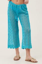 WOMEN'S WHIM SHEER CROCHET SWIM COVER-UP CROPPED PANT in ATMOSPHERE