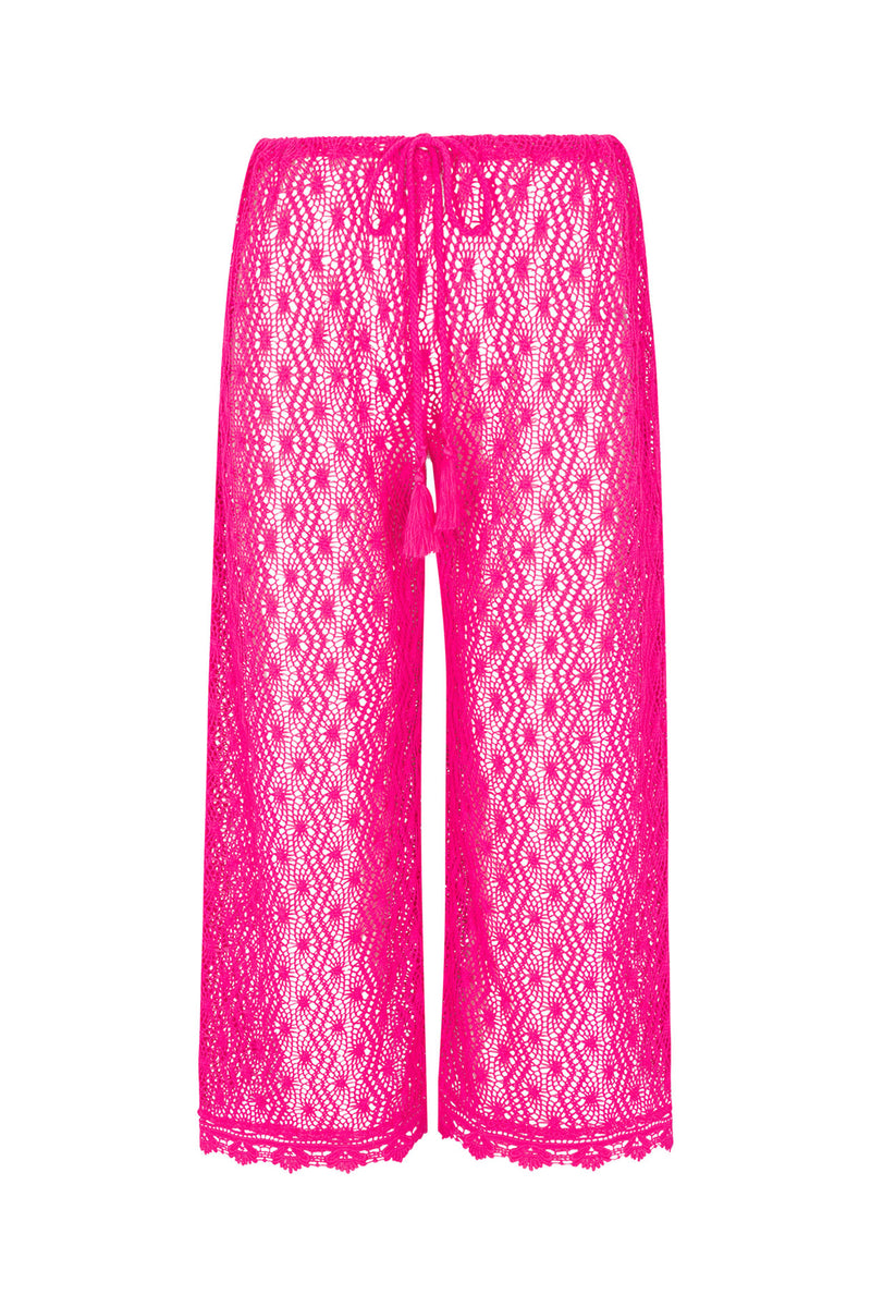 WOMEN'S WHIM SHEER CROCHET SWIM COVER-UP CROPPED PANT in ROSE PINK additional image 7