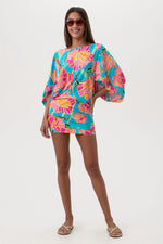 WOMEN'S POPPY BOATNECK TUNIC SWIM COVER-UP DRESS in MULTI additional image 4