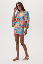 WOMEN'S POPPY BOATNECK TUNIC SWIM COVER-UP DRESS in MULTI additional image 7
