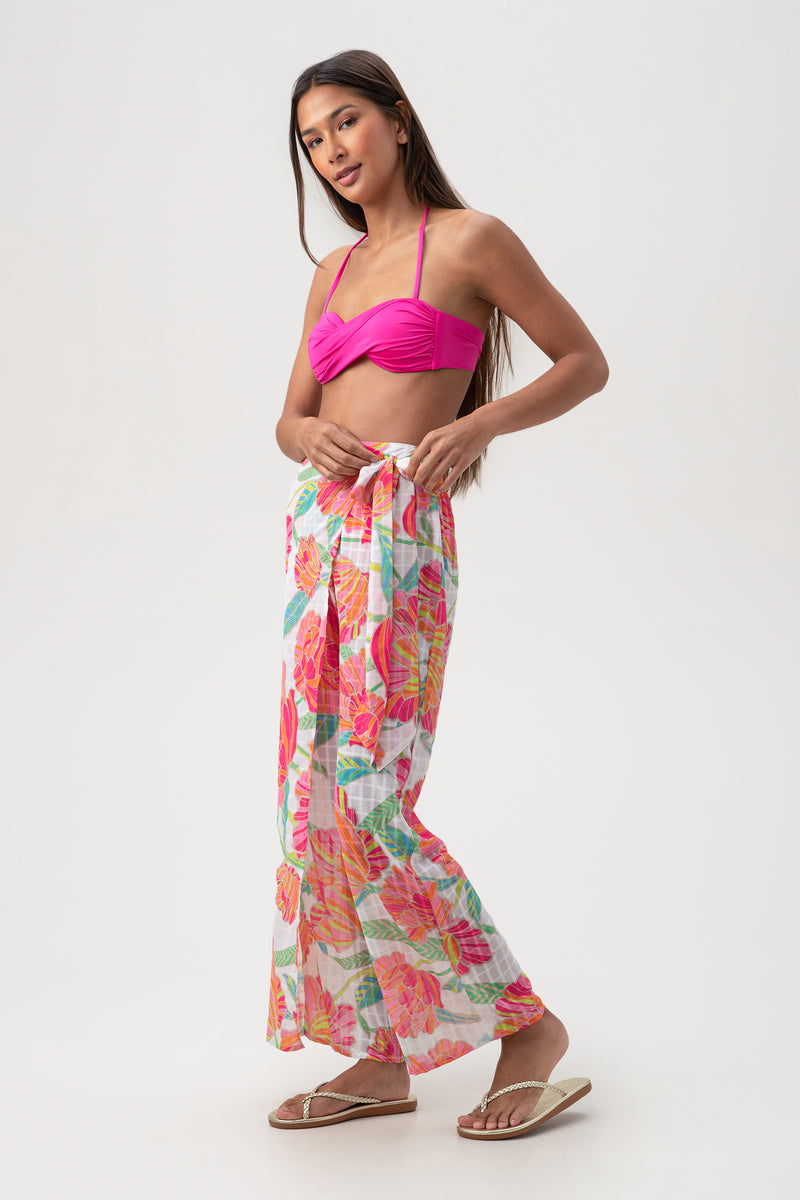 WOMEN'S POPPY RELAXED CROSSOVER SWIM COVER-UP PANT in WHITE MULTI additional image 5
