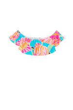 WOMEN'S POPPY OFF THE SHOULDER RUFFLE BANDEAU SWIM TOP in MULTI additional image 1