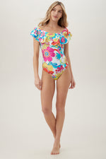 WOMEN'S FONTAINE OFF THE SHOULDER RUFFLE ONE PIECE SWIMSUIT in MULTI additional image 3
